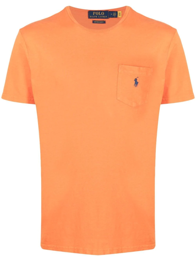 Polo Ralph Lauren Polo Pony Pocket T-shirt In Orange