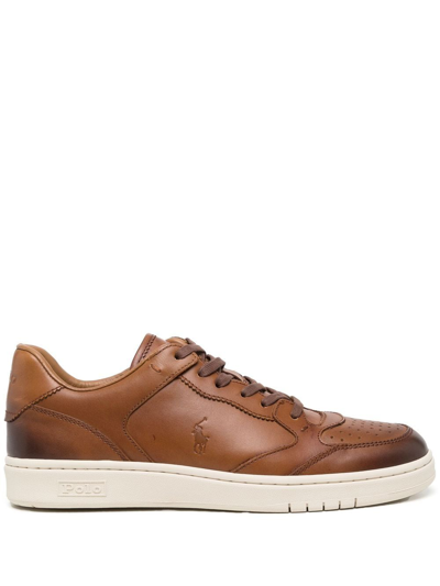 Polo Ralph Lauren Debossed Logo Lace-up Sneakers In Polo Pale Russet
