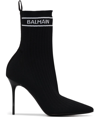 Balmain Skye Logo-detailed Stretch-knit Ankle Boots In Schwarz