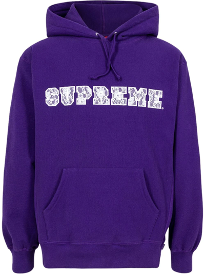 Supreme Lace-detail Logo Hoodie In Purple