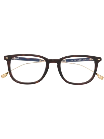 Hugo Boss Square-frame Optical Glasses In Brown