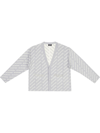 Balenciaga Logo-print Button-up Cardigan In Grey