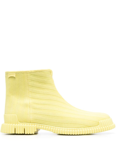 Camper Pix Knitted Chelsea Boots In Bright Yellow