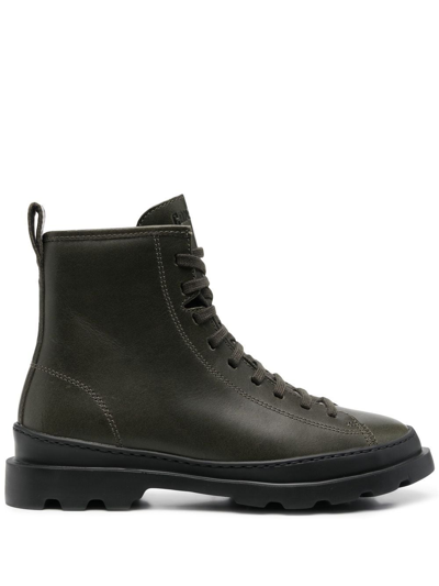 Camper Lace-up Leather Boots In Green