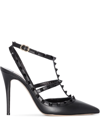 Valentino Garavani Rockstud Ankle Strap Pump With Tonal Studs 100 Mm Woman Black 41.5 In Schwarz