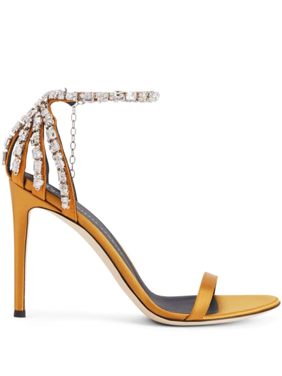 Giuseppe Zanotti Adele Crystal 105mm Sandals In Gold