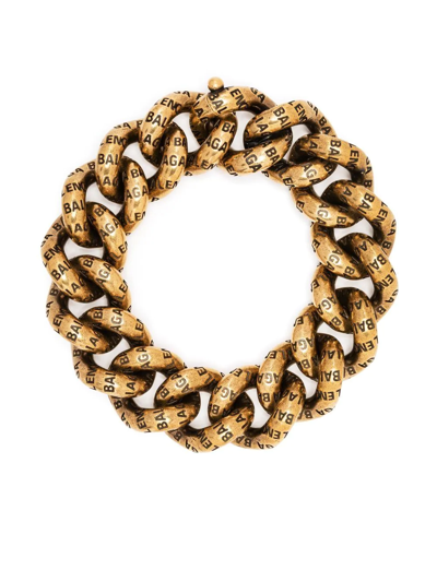Balenciaga Logo-engraved Gold-tone Chain Bracelet