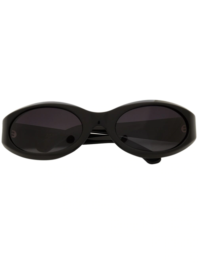 Anine Bing Berlin Slim Oval Sunglasses In Black