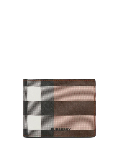 Burberry Check-pattern Bi-fold Wallet In Braun