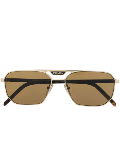 Prada Gold-tone Sunglasses In Brown