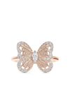 DE BEERS JEWELLERS 18KT ROSE GOLD PORTRAITS OF NATURE BUTTERFLY DIAMOND RING