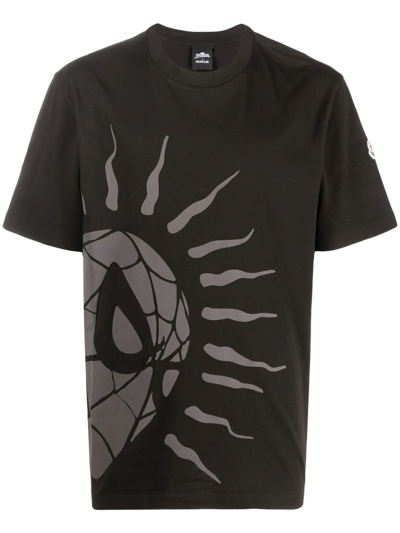 Moncler Spider-man Print Round-neck T-shirt In Black