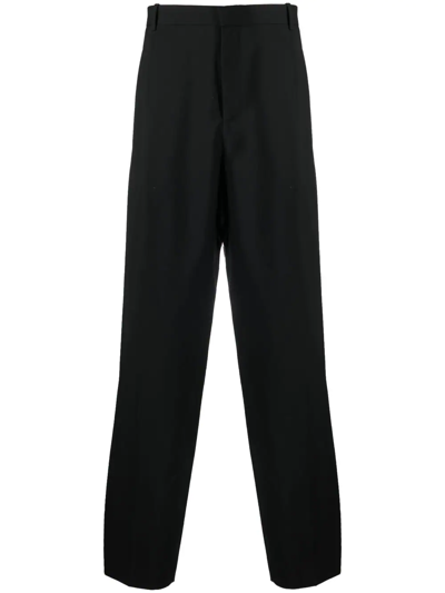 Bottega Veneta Rivet-detail Relaxed-fit Wide Cotton-blend Trousers In Black