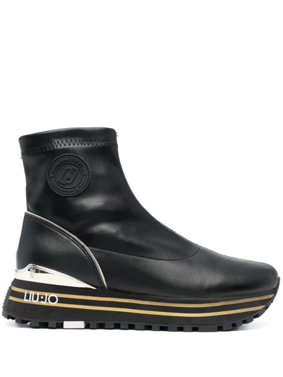 Liu •jo Maxi Wonder 50 High-top Sneakers In Black