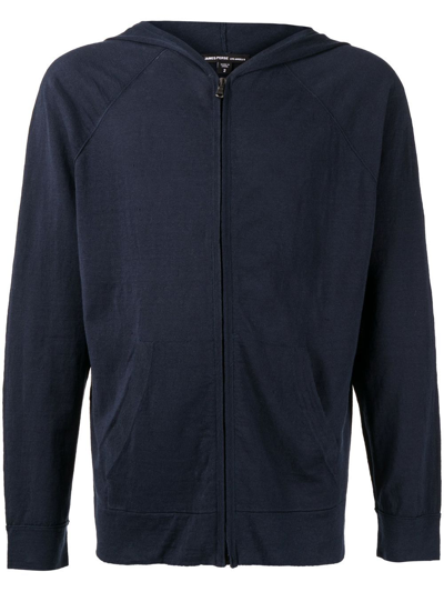 James Perse Zip-up Hooded Sweater In Blau