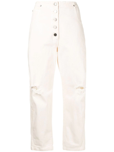 Rachel Comey Tapered Ripped Jeans In Weiss