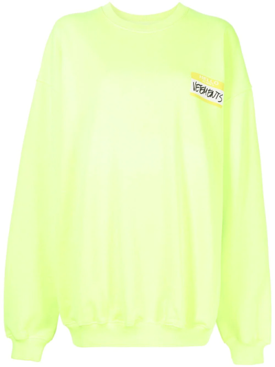Vetements Logo-print Nametag Sweatshirt In Gelb