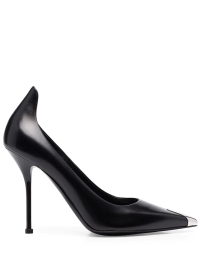 Alexander Mcqueen 110mm Metal-toecap Heel Pumps In Black