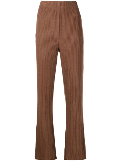 Vince Elasticated Ribbed Trousers In Braun