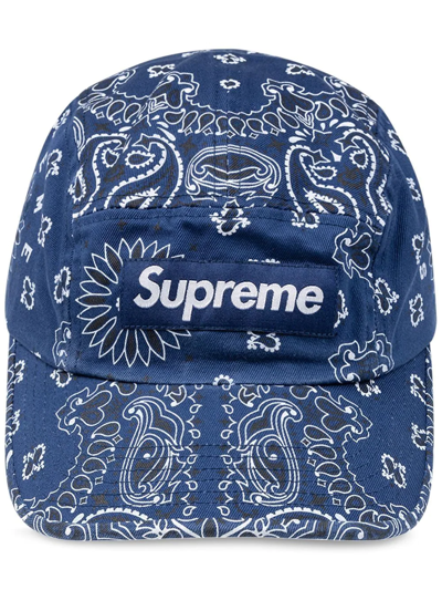 Supreme Bandana-print Camp Cap In Blau