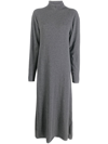 Jil Sander Cashmere Turtleneck Midi Dress In Grau