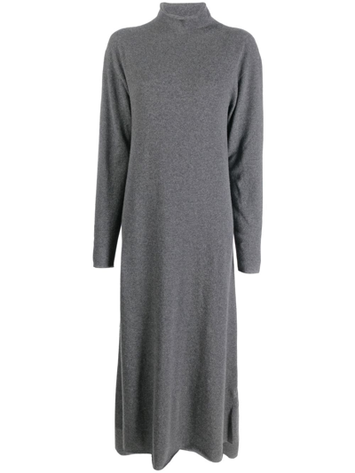 Jil Sander High-neck Knitted Dress In Grau