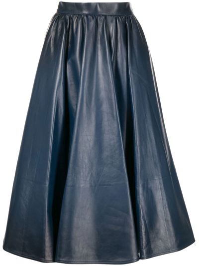 Alexander Mcqueen Leather Pleated Midi-skirt In  