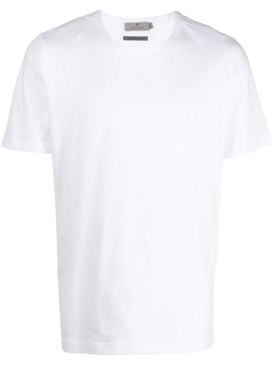 Canali Logo-print Cotton T-shirt In Weiss