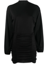 DONDUP RUCHED FUNNEL NECK MINI DRESS