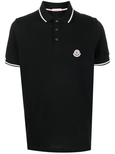 Moncler Logo Polo Shirt In Black