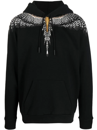 Marcelo Burlon County Of Milan Grizzly Wings Graphic-print Relaxed-fit Cotton-jersey Hoody In Black