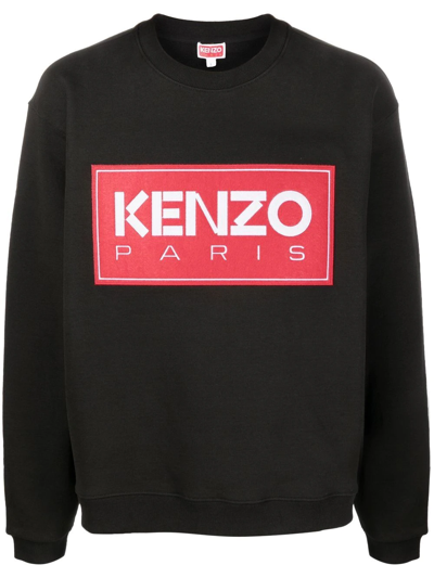Kenzo Logo-patch Crew-neck Sweatshirt In Black