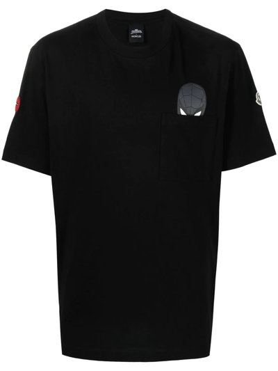 Moncler Spiderman-print Cotton T-shirt In Schwarz | ModeSens Moncler Spiderman-print Cotton T-shirt In Schwarz | ModeSens