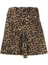 Rokh Leopard-print A-line Skirt In Braun