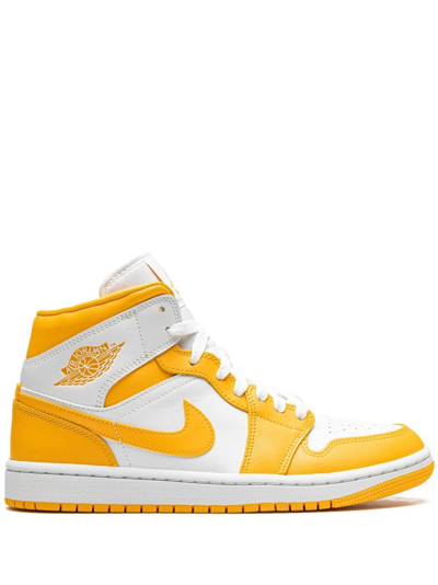 Jordan 1 Mid "white/university Gold" Sneakers In Yellow
