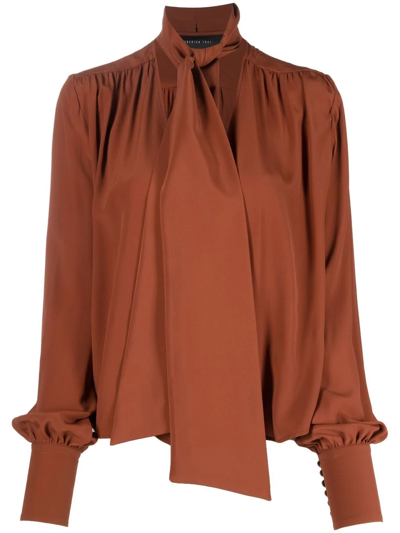 Federica Tosi Pussy-bow Pleated Blouse In Brown