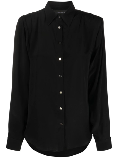 Federica Tosi Button-up Long-sleeved Shirt In Black
