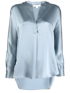 Vince Camicia Band Collar Blouse In Blau