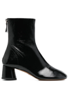 Proenza Schouler Glove Crinkled Patent-leather Ankle Boots In Schwarz