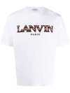 Lanvin Logo-embroidered Boxy-fit Cotton-jersey T-shirt In White