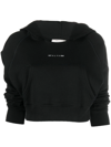 Alyx Cropped Logo-print Detail Hoodie In Schwarz