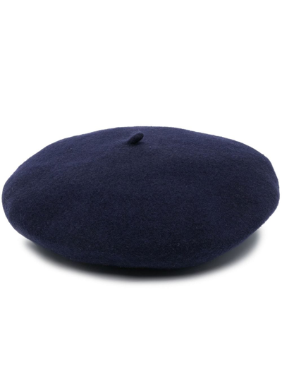 Maison Margiela Four-stitch Logo-detail Beret In Blau