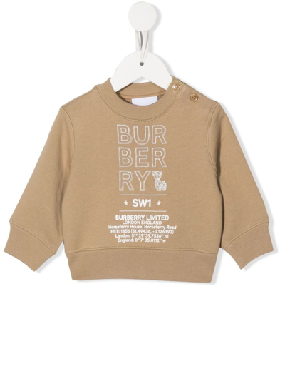 Burberry Babies' Slogan-print Crew-neck Sweatshirt In Nude