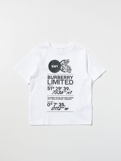 Burberry White T-shirt For Kids With Logo