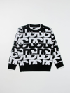 Dolce & Gabbana Black And White Logo Wool Sweater In Black