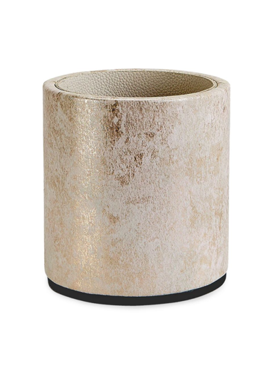 Graphic Image Leather Pencil Cup In Gold Brushed Metallic