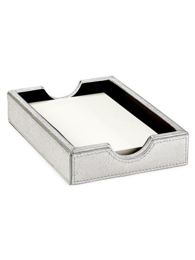 Graphic Image Hayden Desk Leather Memo Tray In Platinum Metallic