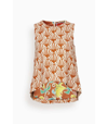 La Doublej La Scala Ventaglio-print Cotton-blend Top In Multi