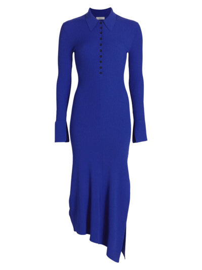 A.l.c Lance Ribbed Polo Collar Dress In Cobalt