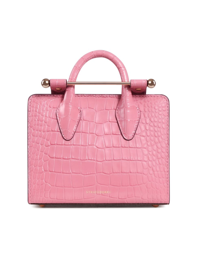 Strathberry Nano Croc-embossed Leather Tote In Caledonian Pink